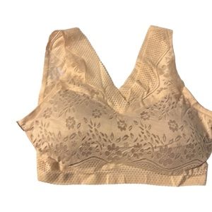 💜💜 2 (TWO!) Stretchy Lace Pull Over Bralettes Pink & Black Size M